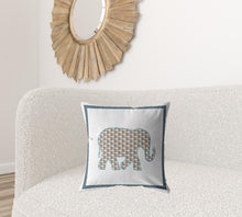 18” Gold White Elephant Boho Suede Throw Pillow