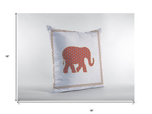 16” Orange White Elephant Boho Suede Throw Pillow