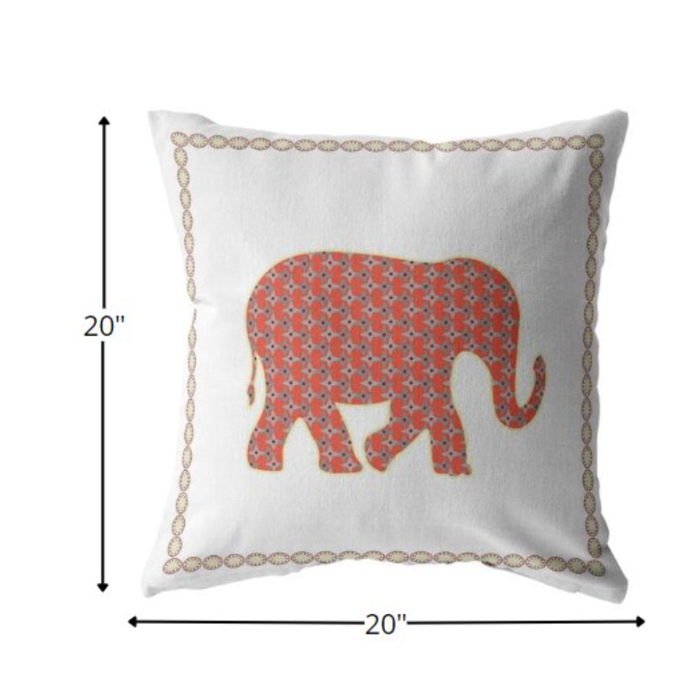 Cojín de gamuza boho de elefante naranja y blanco de 18.0 in.