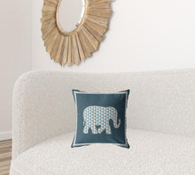 16” Spruce Blue Elephant Boho Suede Throw Pillow