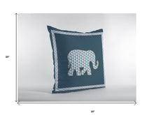 18” Spruce Blue Elephant Boho Suede Throw Pillow