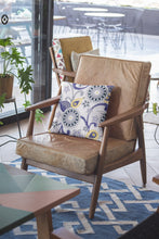 16” Navy White Floral Suede Throw Pillow