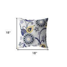 18” Navy White Floral Suede Throw Pillow
