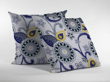 18” Navy White Floral Suede Throw Pillow