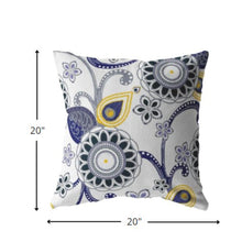 18” Navy White Floral Suede Throw Pillow