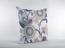 16” White Yellow Floral Suede Throw Pillow