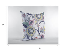 18” White Yellow Floral Suede Throw Pillow