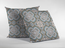 16” Blue Orange Mandala Suede Throw Pillow