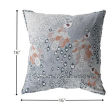 16” Gray Orange Boho Bird Suede Throw Pillow