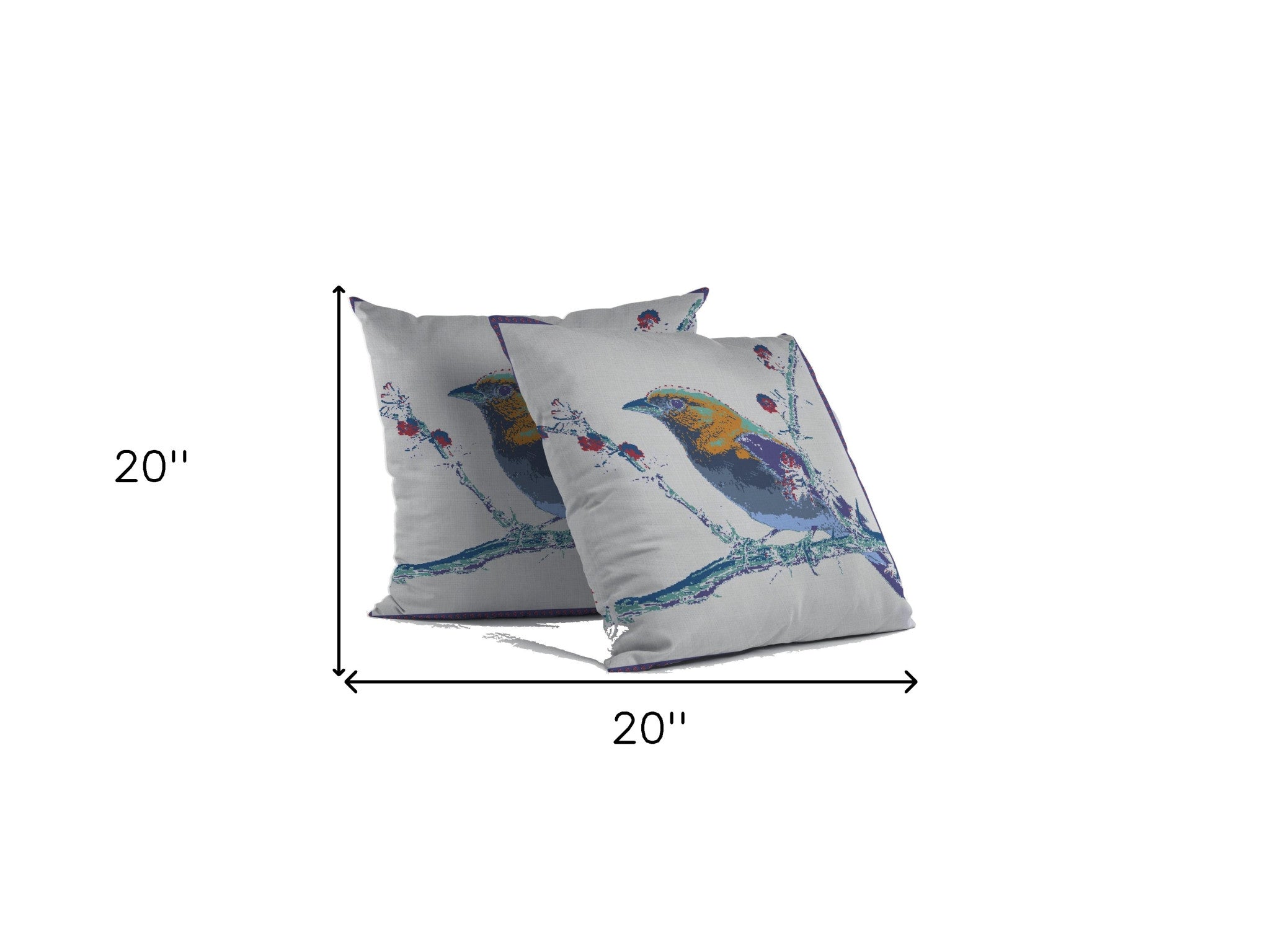 18” Blue White Robin Suede Throw Pillow