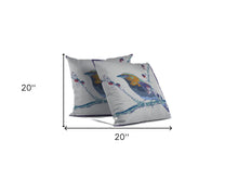 18” Blue White Robin Suede Throw Pillow