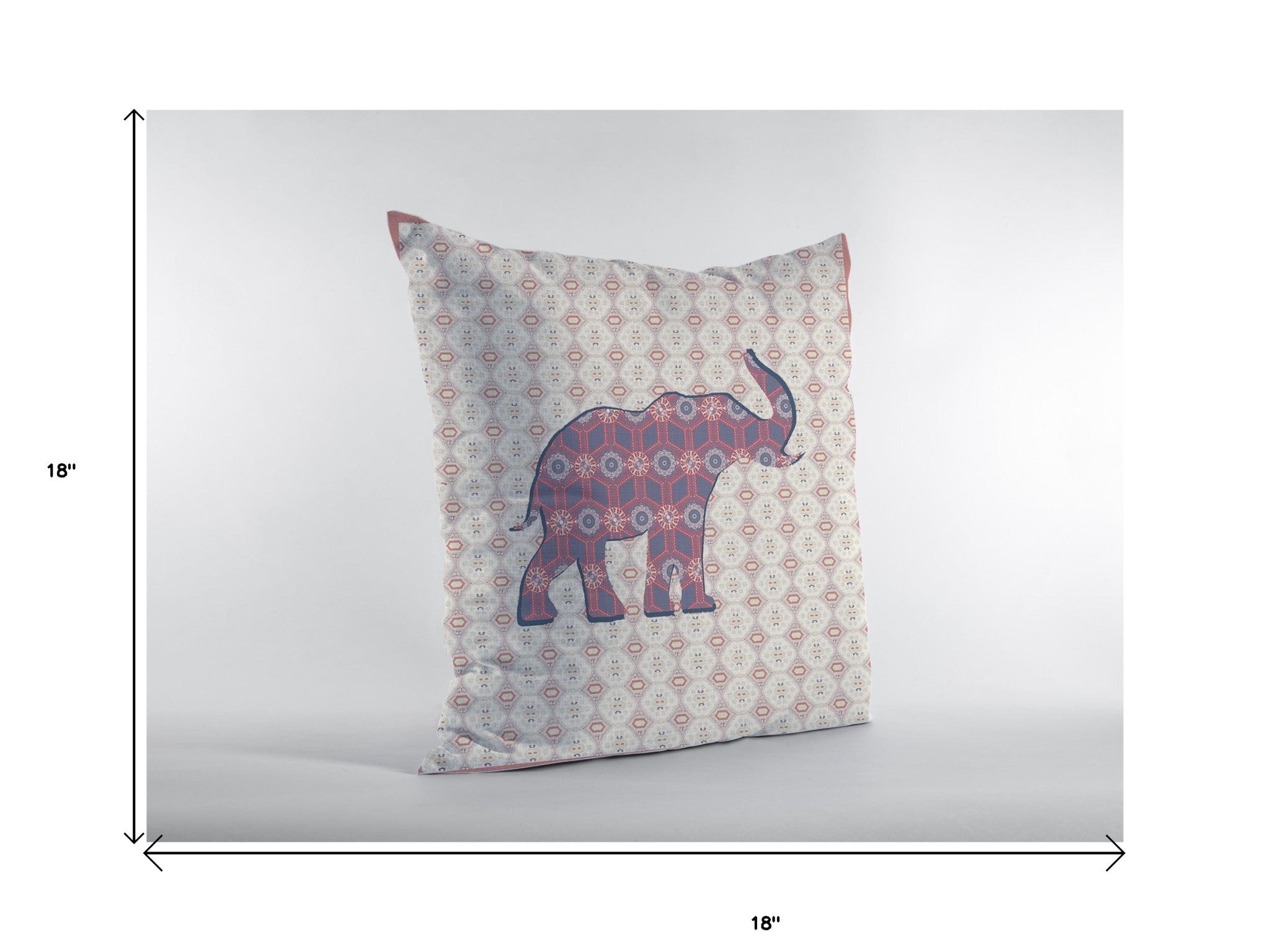 18" Magenta Elephant Decorative Suede Throw Pillow