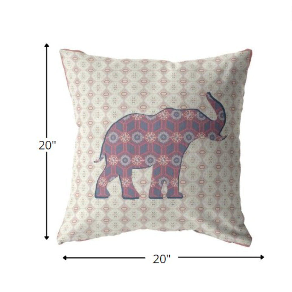 18" Magenta Elephant Decorative Suede Throw Pillow