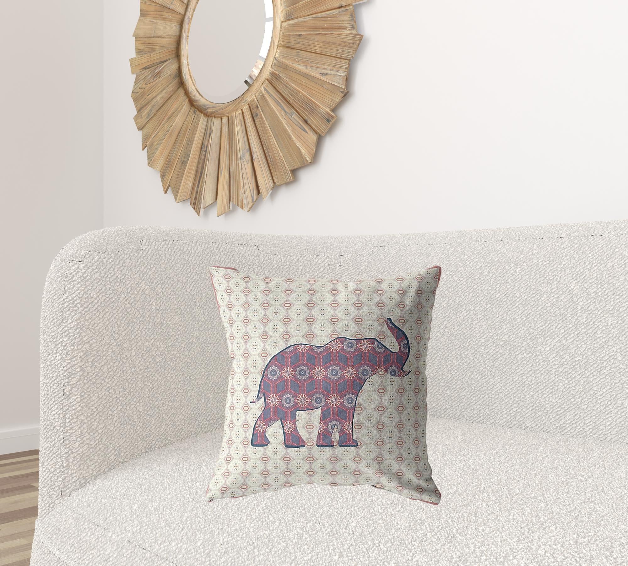 18" Magenta Elephant Decorative Suede Throw Pillow
