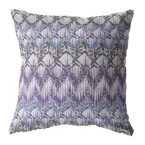 16” Purple Gray Hatch Decorative Suede Throw Pillow