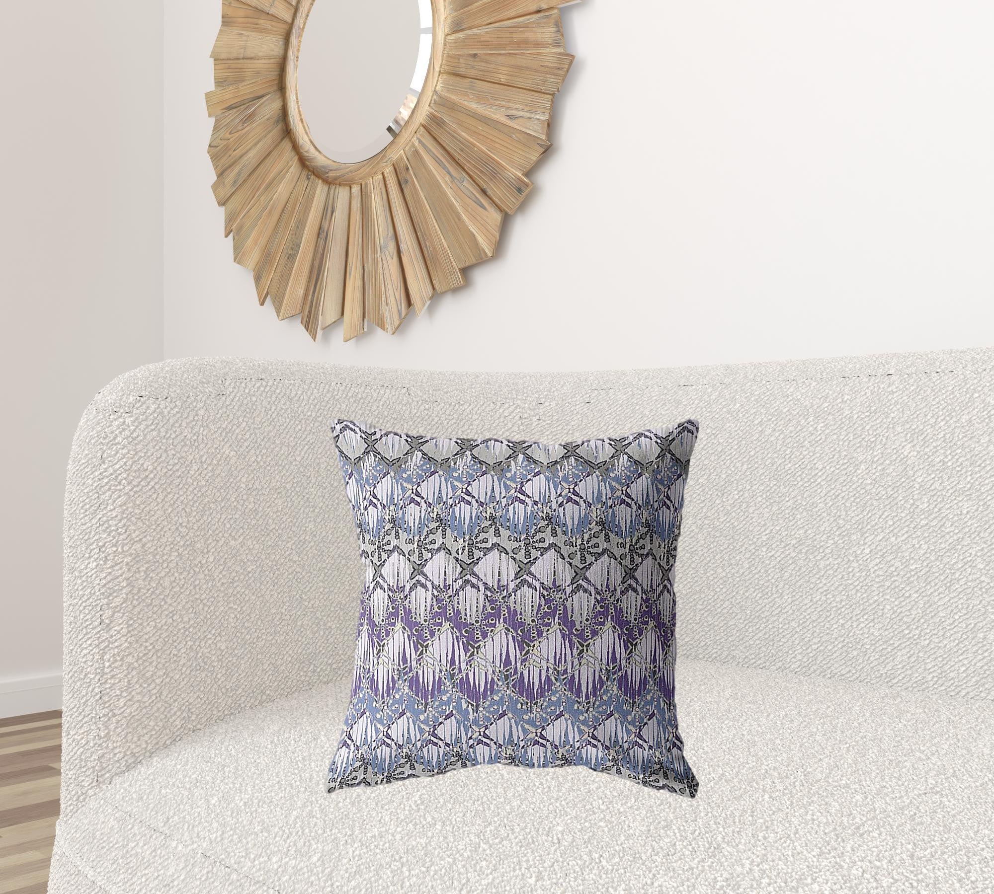 18” Purple Gray Hatch Decorative Suede Throw Pillow