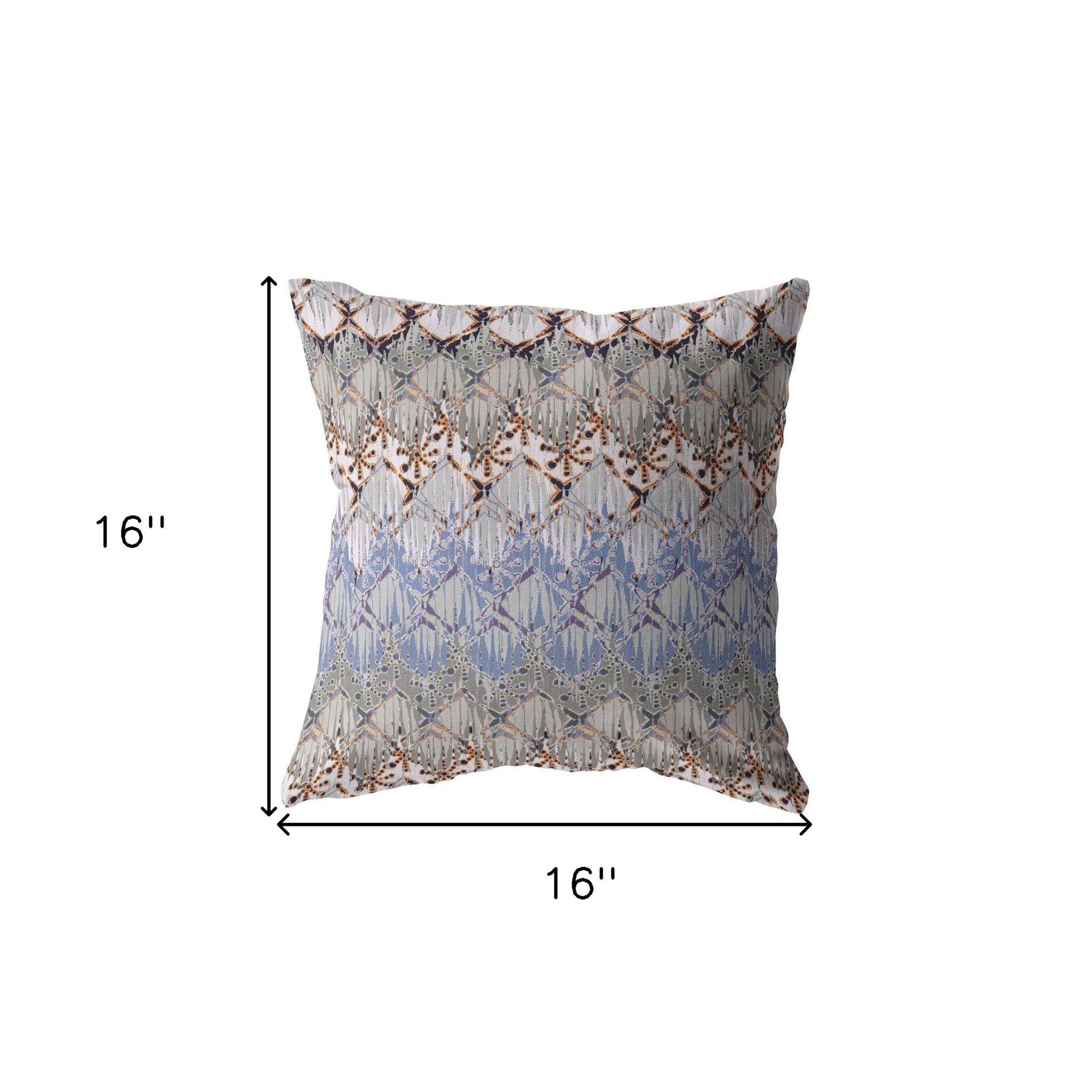 16” Orange Gray Hatch Decorative Suede Throw Pillow