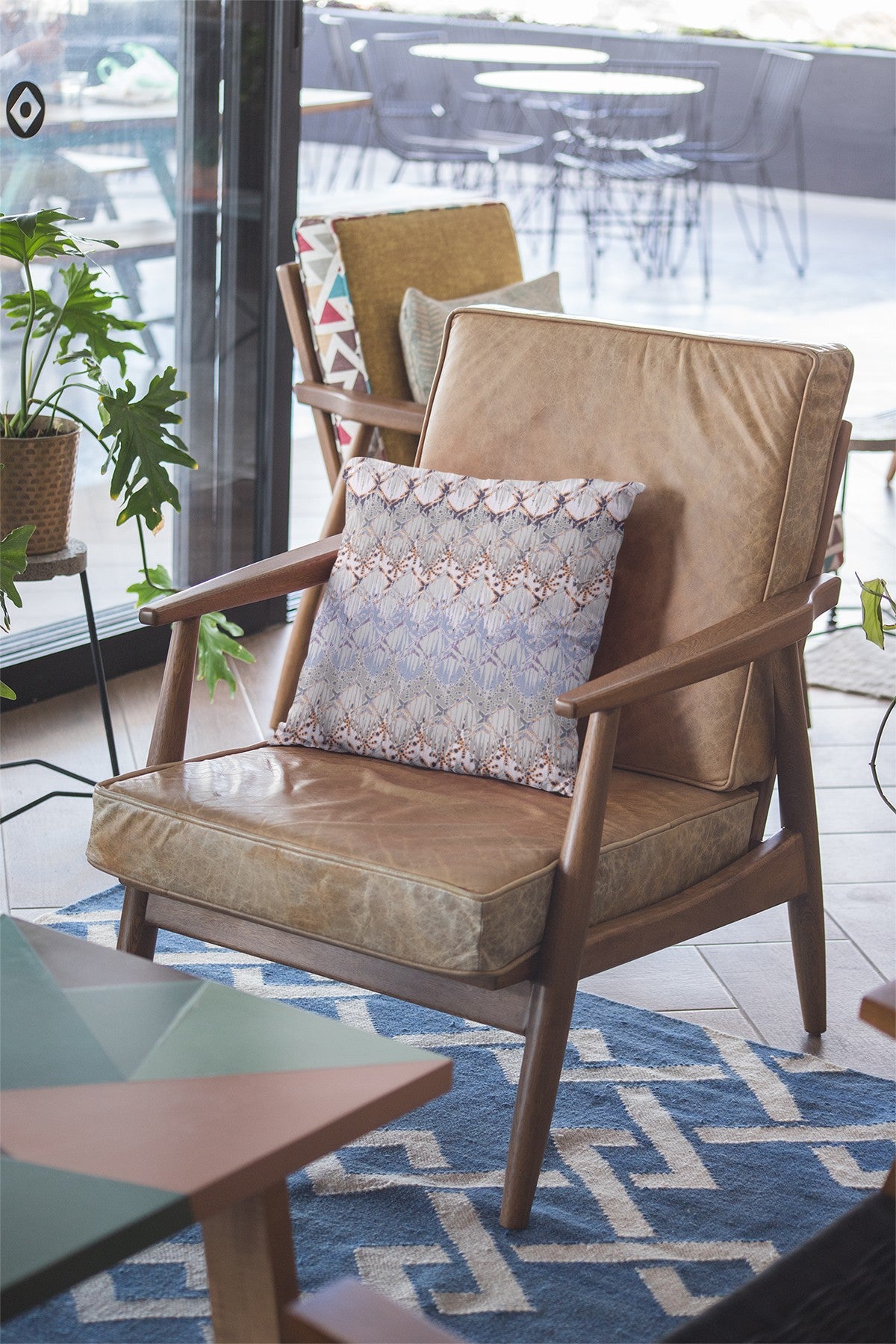 18” Orange Gray Hatch Decorative Suede Throw Pillow