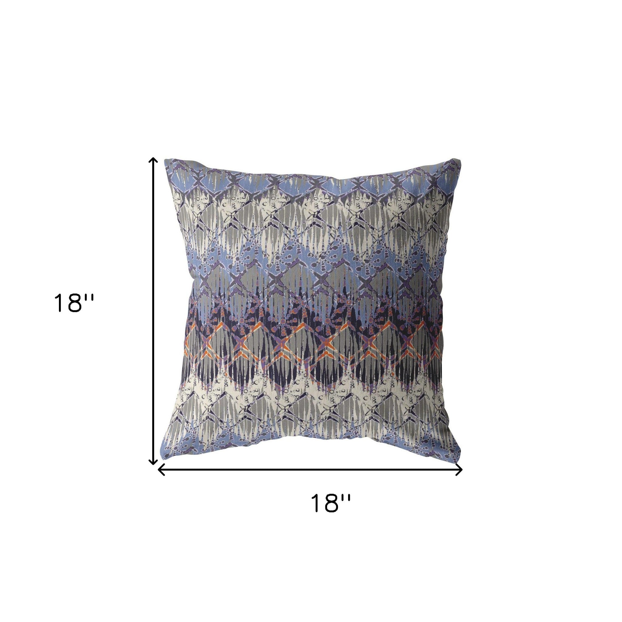 18” Blue Gray Hatch Decorative Suede Throw Pillow