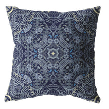 18” Indigo Boho Ornate Suede Throw Pillow