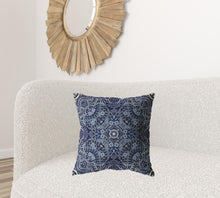 18” Indigo Boho Ornate Suede Throw Pillow