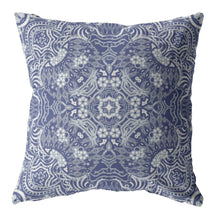 18” Indigo White Boho Ornate Suede Throw Pillow