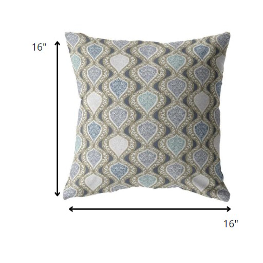 16” Gray Ogee Decorative Suede Throw Pillow