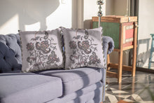 18” Gray White Wildflower Suede Throw Pillow