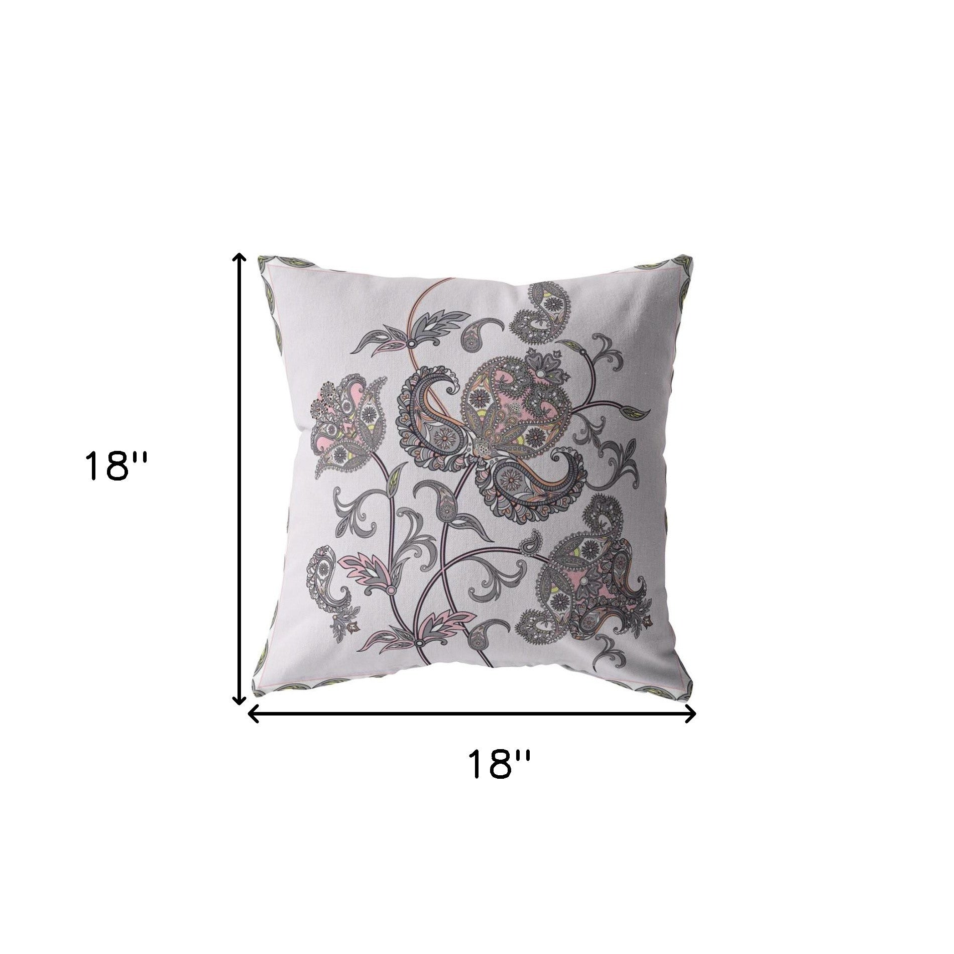 18” Gray White Wildflower Suede Throw Pillow