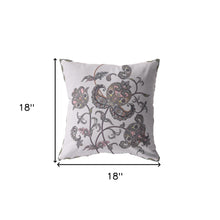 18” Gray White Wildflower Suede Throw Pillow