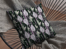 18” Black Purple Fall Leaves Suede Throw Pillow