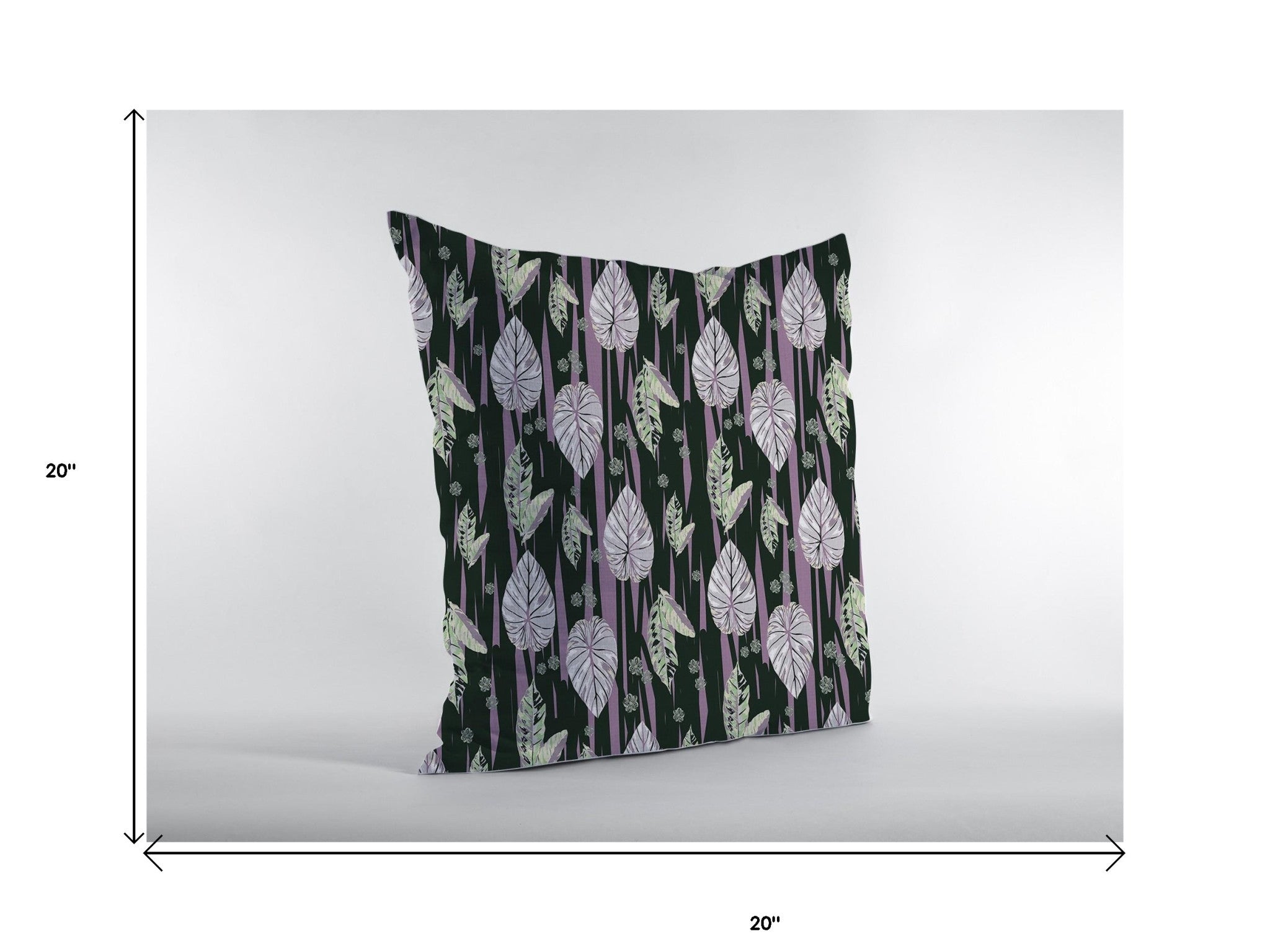 18” Black Purple Fall Leaves Suede Throw Pillow
