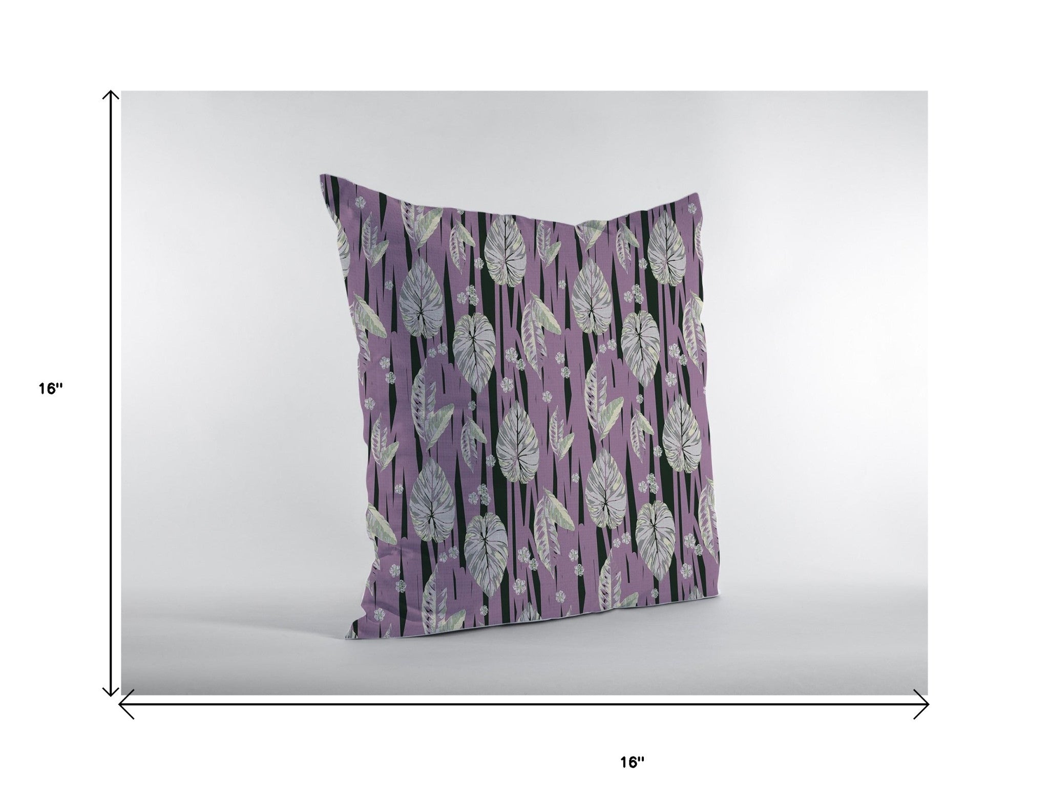 16” Lavender Black Fall Leaves Suede Throw Pillow