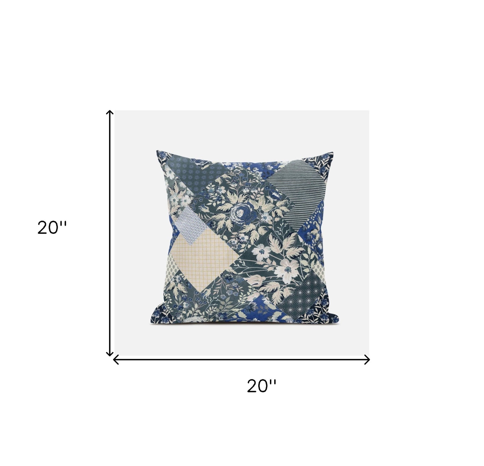 18" Gray Cream Floral Zippered Suede Throw Pillow