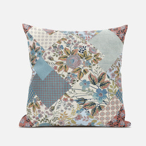 16" Gold Pink Floral Zippered Suede Throw Pillow