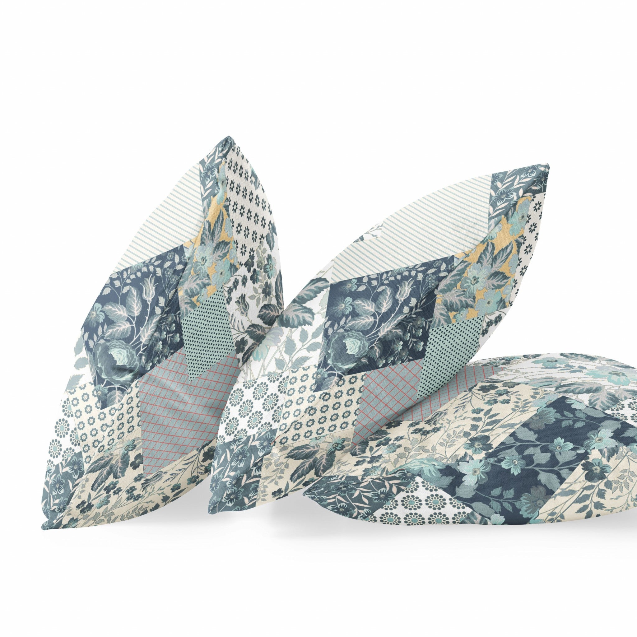 16" Gray White Floral Zippered Suede Throw Pillow