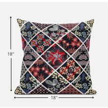 18” Black Red Patch Suede Zippered Throw Pillow