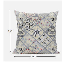 16” Cream Gray Patch Suede Zippered Throw Pillow