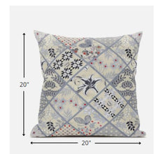 18” Cream Gray Patch Suede Zippered Throw Pillow