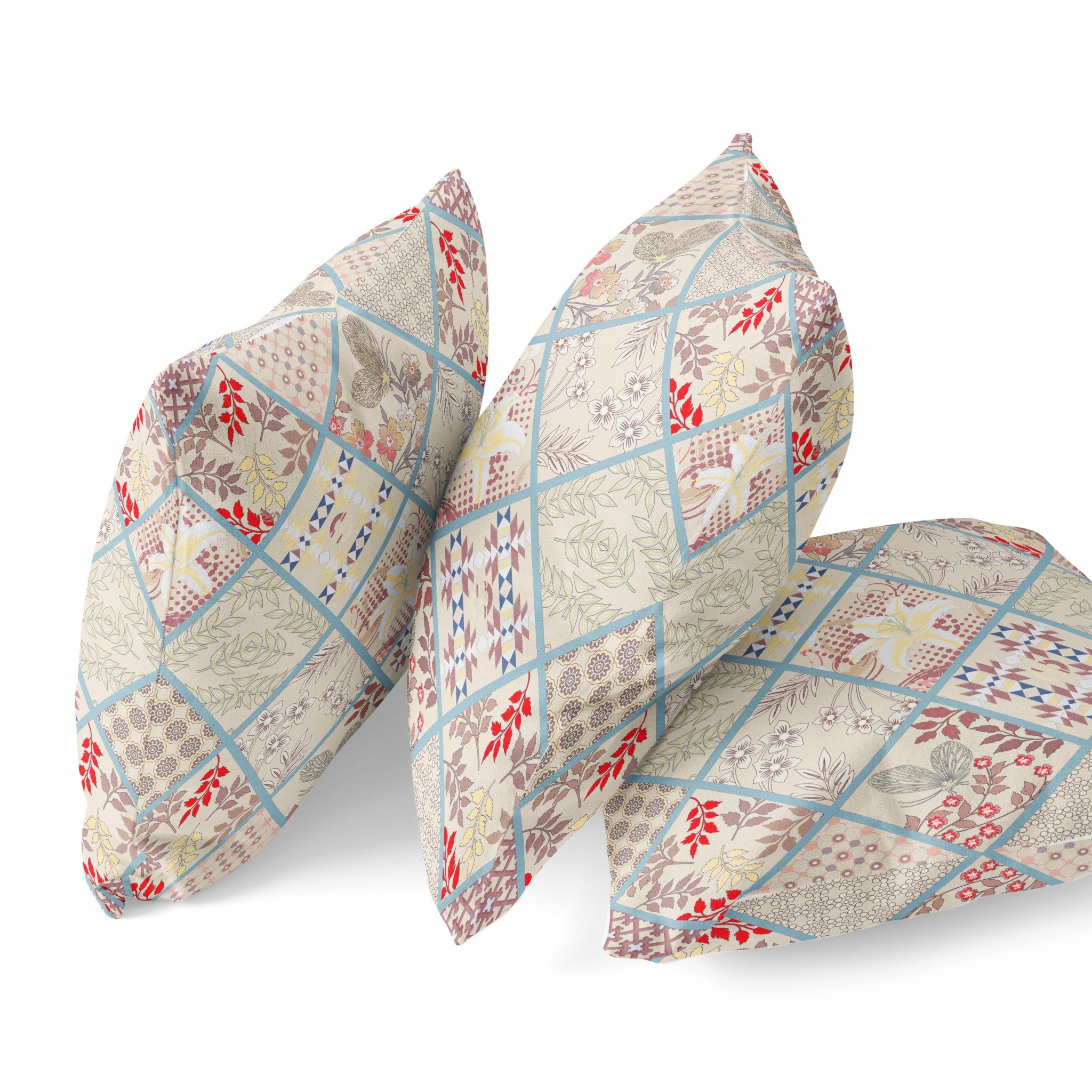 16 英寸奶油紅色貼片絨面革拉鍊抱枕