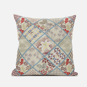 Cojín de gamuza parche rojo crema de 18 "con cremallera