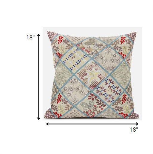 Cojín de gamuza parche rojo crema de 18 "con cremallera