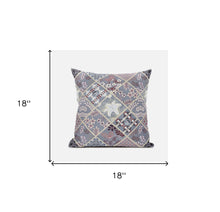 18” Gray Pink Patch Suede Zippered Throw Pillow