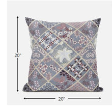 18” Gray Pink Patch Suede Zippered Throw Pillow