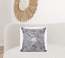 18” Gray Pink Patch Suede Zippered Throw Pillow