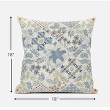 18 英寸白色藍色貼片絨面革拉鍊抱枕