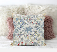 18 英寸白色藍色貼片絨面革拉鍊抱枕