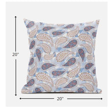 18” Blue Pink Boho Paisley Zippered Suede Throw Pillow