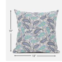 18” Gray Green Boho Paisley Zippered Suede Throw Pillow