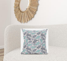 18” Gray Green Boho Paisley Zippered Suede Throw Pillow
